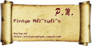 Pintye Mátyás névjegykártya