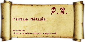 Pintye Mátyás névjegykártya